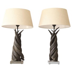 Pair of Spiraled Horn Table Lamps