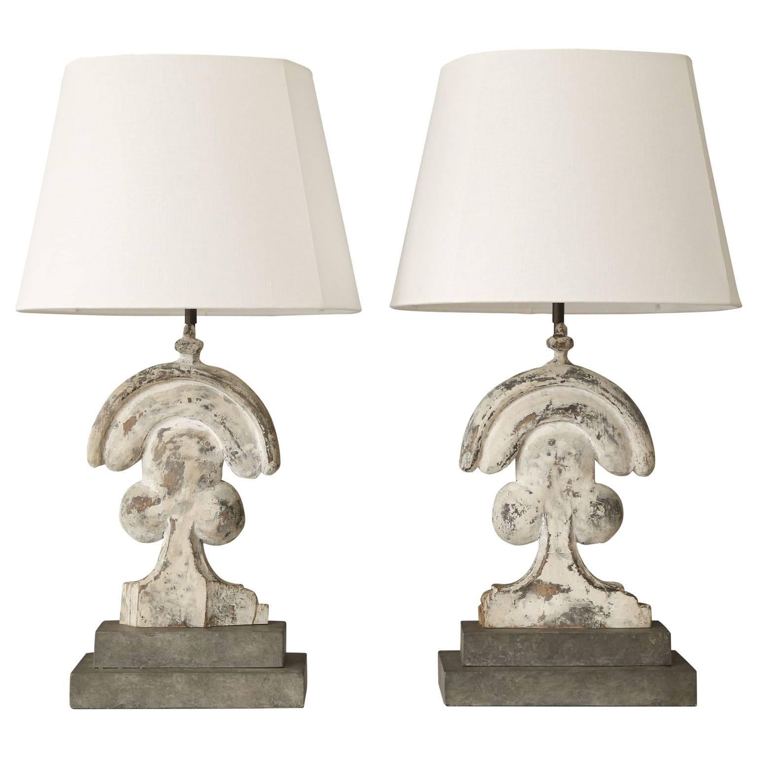 Pair of Custom Table Lamps from 19th Century Fragments