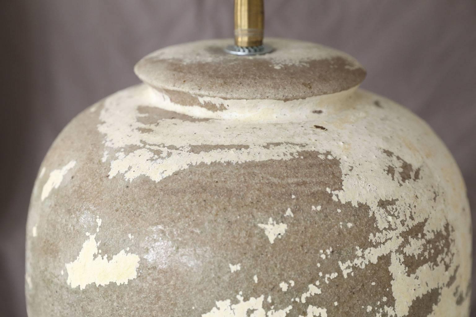 Primitive Pair of Ceramic Vase Lamps