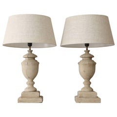 Pair of 19th Century Carved Finials as Table Lamps