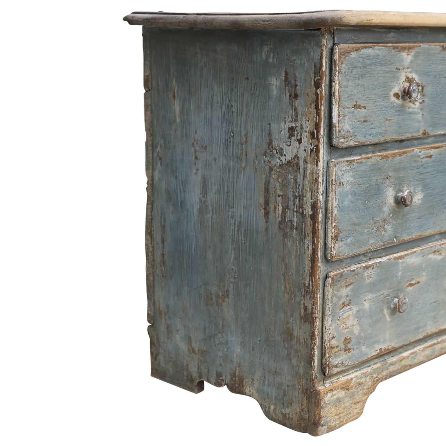 Pine Blue Painted Commode