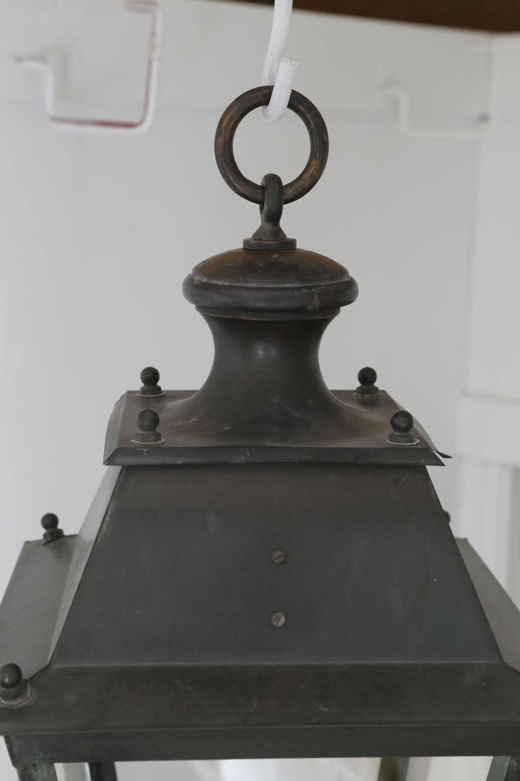 French Pair of Iron and Copper Lanterns