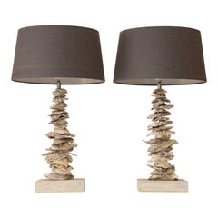 Pair of Custom Oyster Shell Lamps