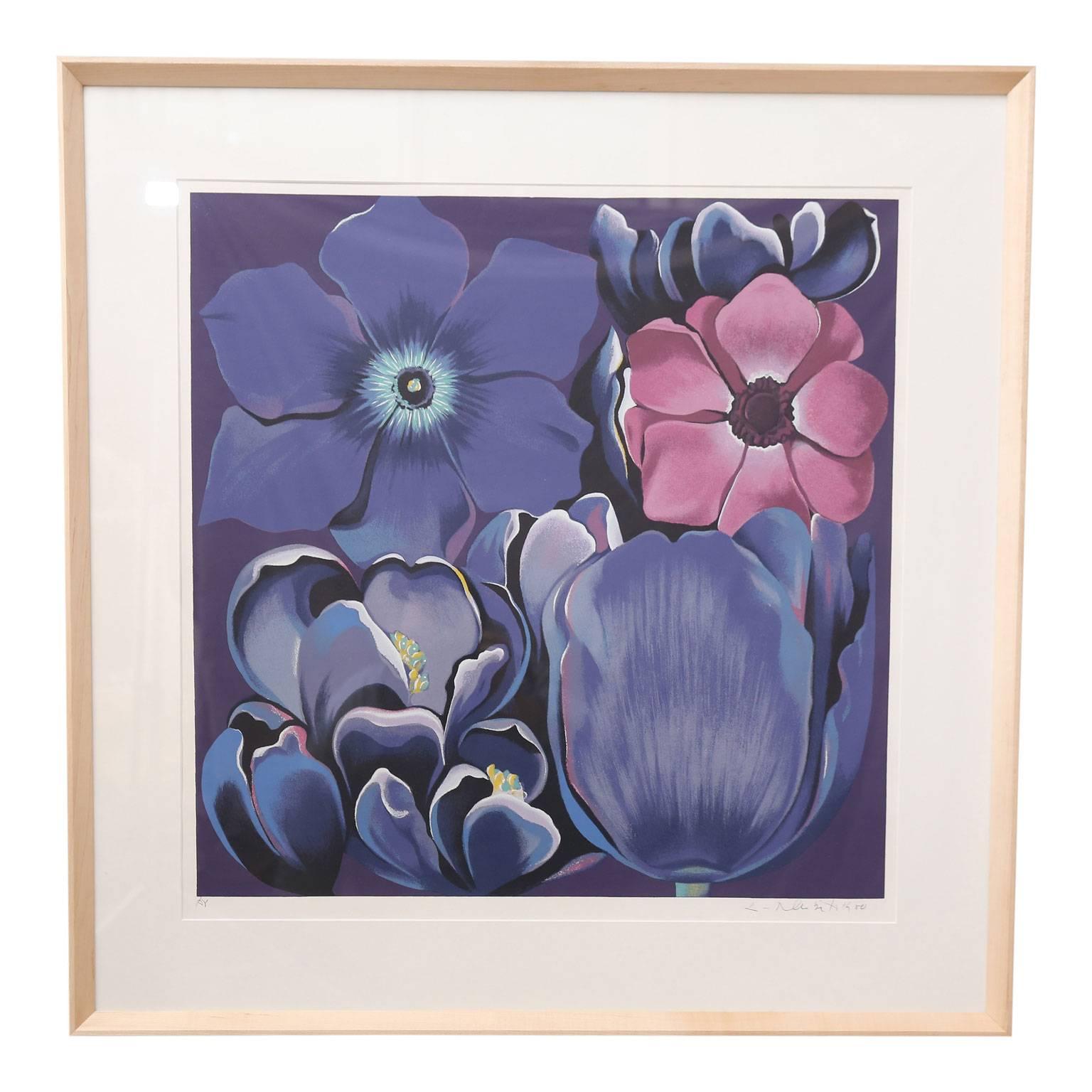 Framed Signed and Numbered Serigraph "Violet Monochrome" by Lowell Nesbitt
