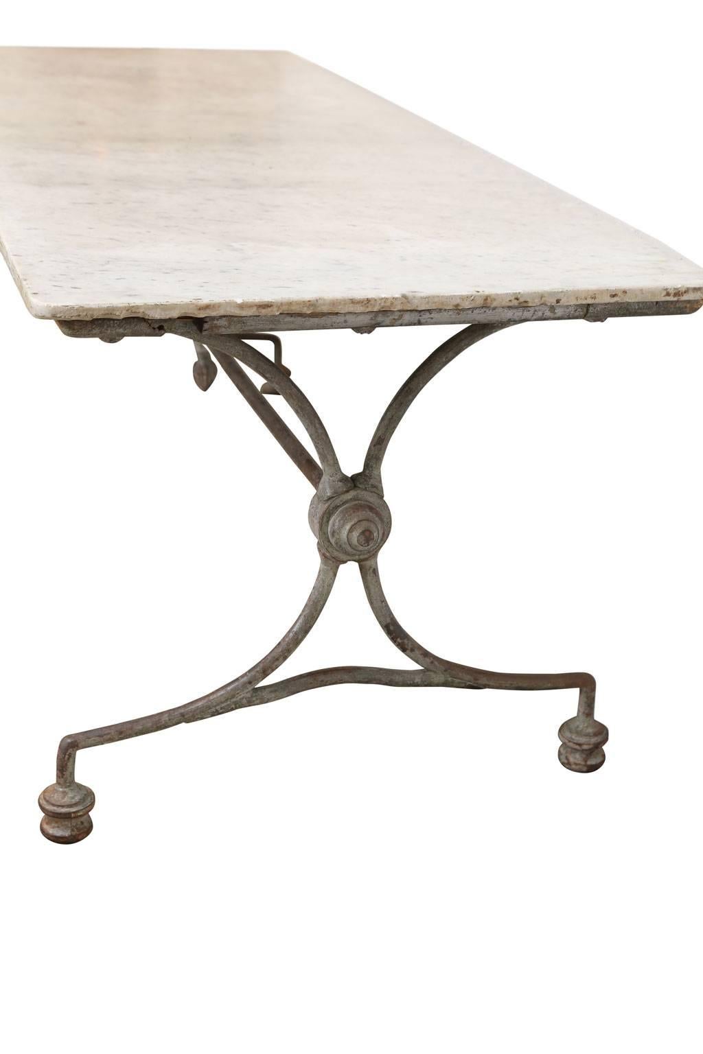 19th Century French Iron and Marble Console 2
