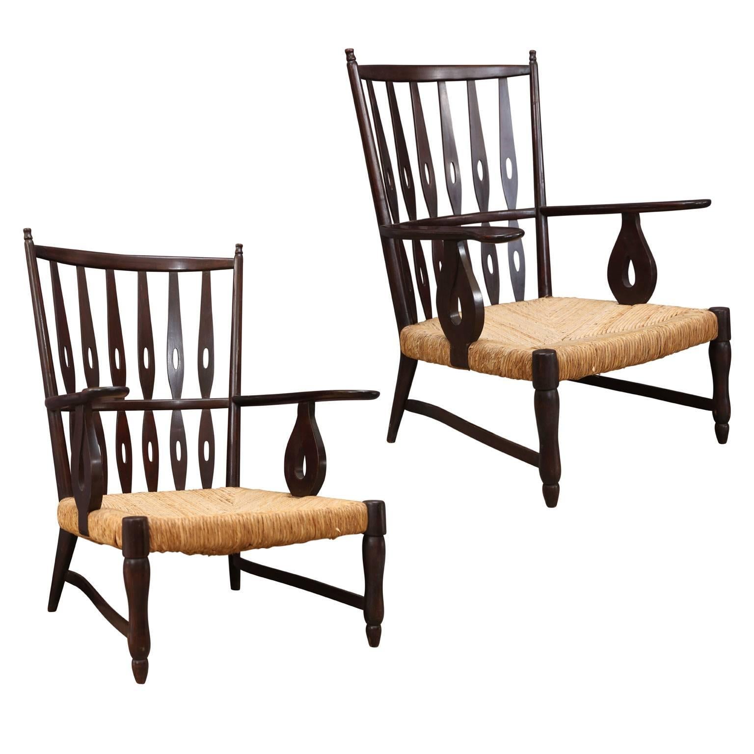 Carved Pair of Paolo Buffa Armchairs