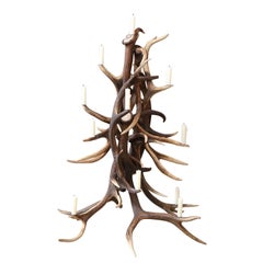Red Stag Antler Tree-Shape Candelabra