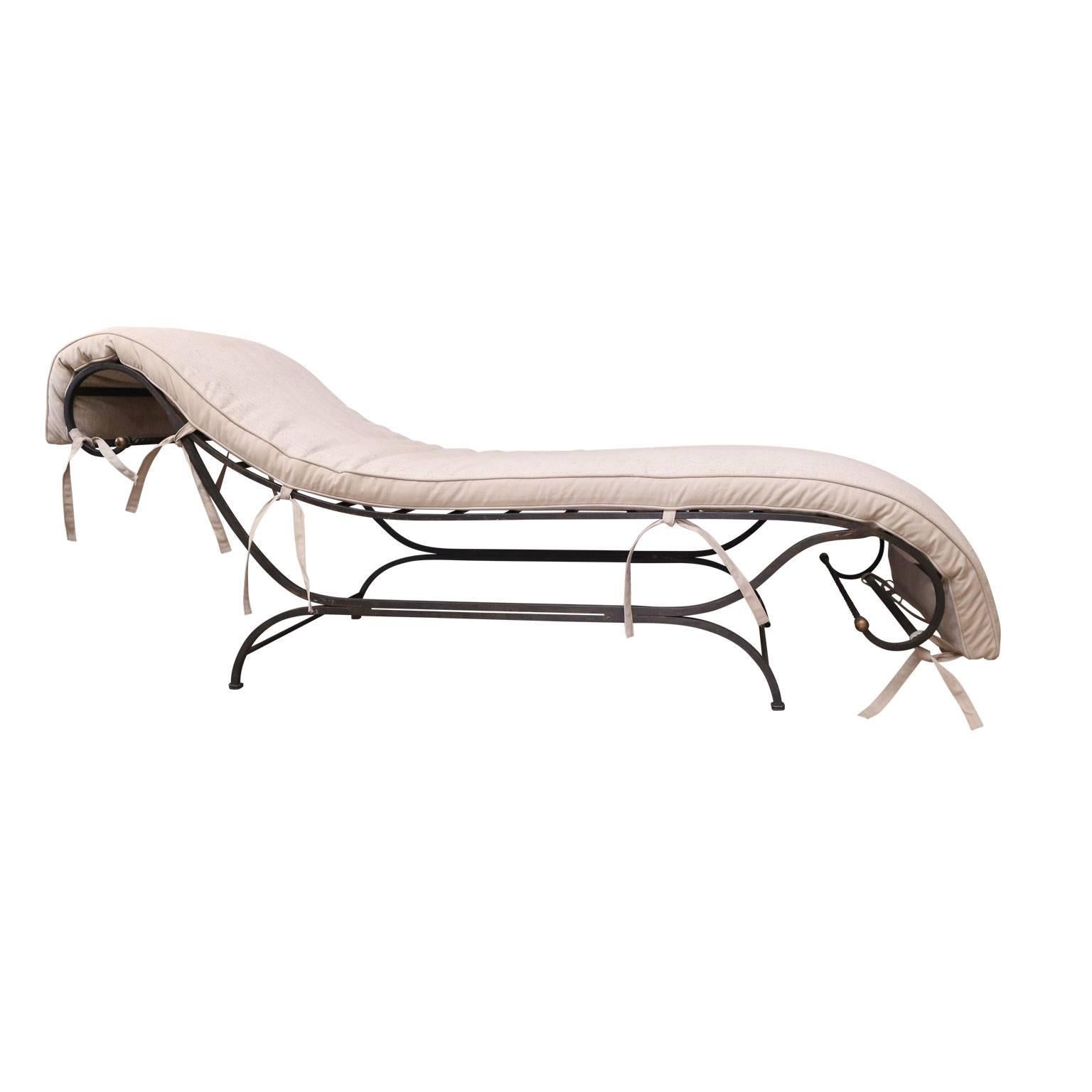 Cast Distinctive Steel Chaise Longue For Sale