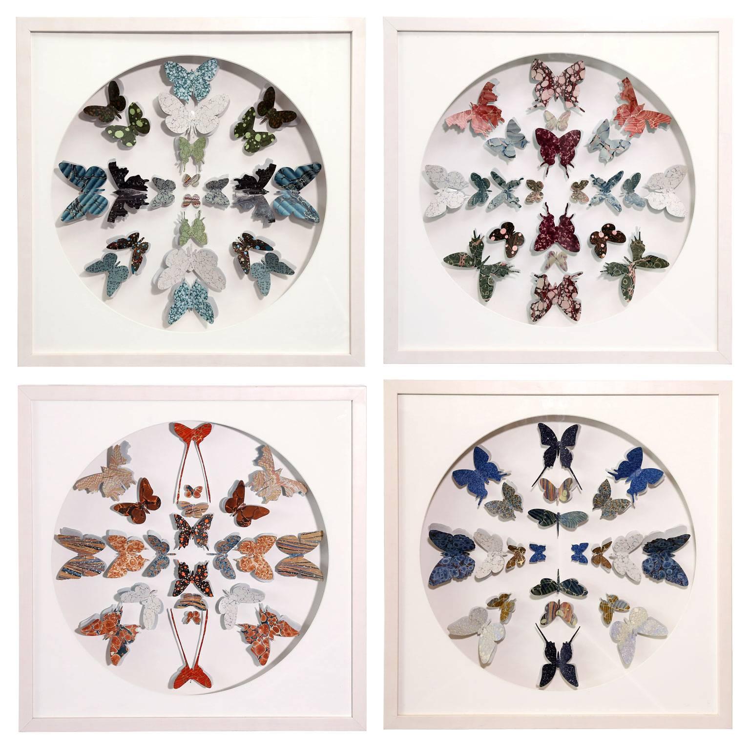 Antique Marbled End Paper Butterflies