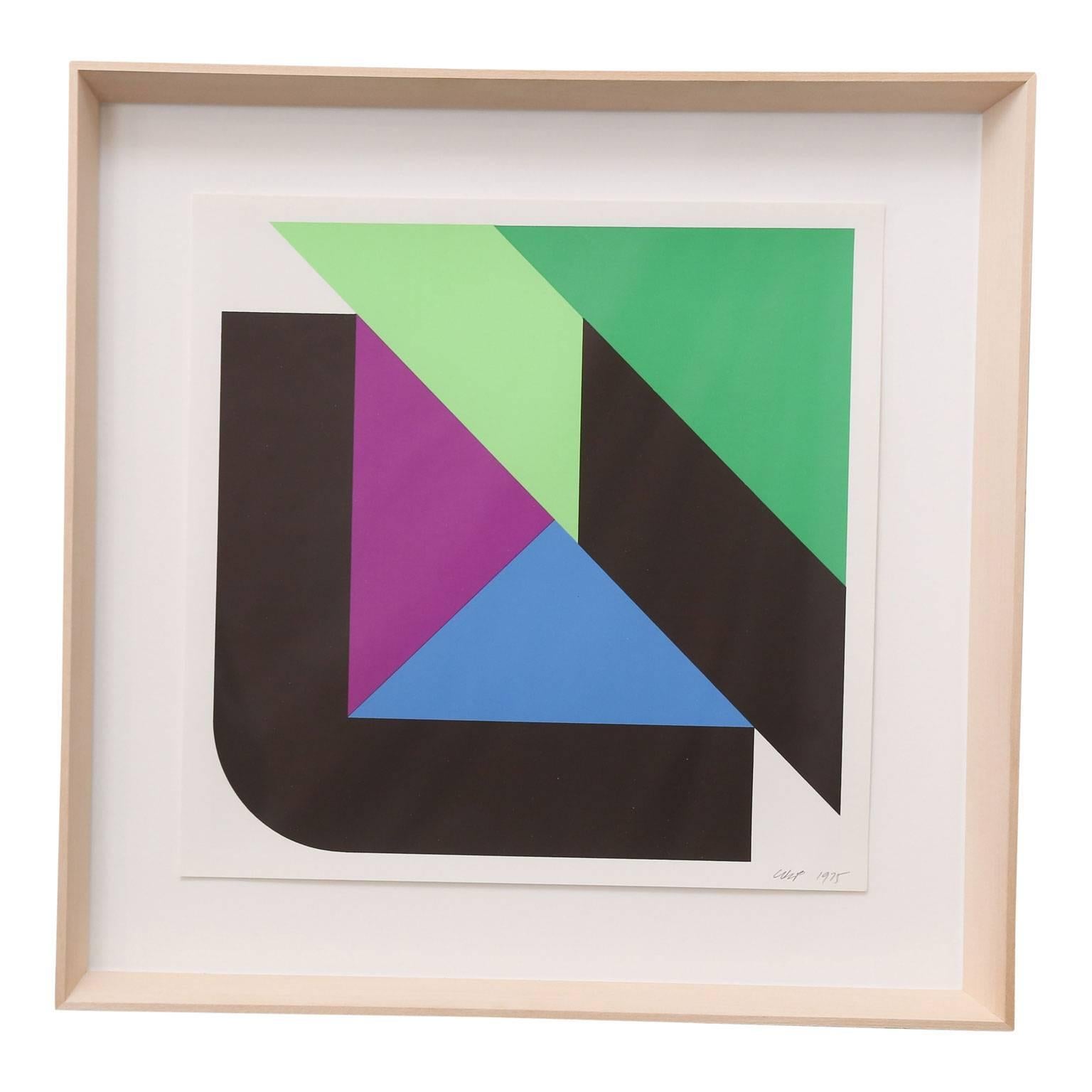 Framed serigraphs (silk-screen on paper), from a series of geometric abstractions by Georg Karl Pfahler (1926-2002). Published as a limited edition portfolio in 'G.K. Pfahler: Werkverzeichnis der Druckgrafik