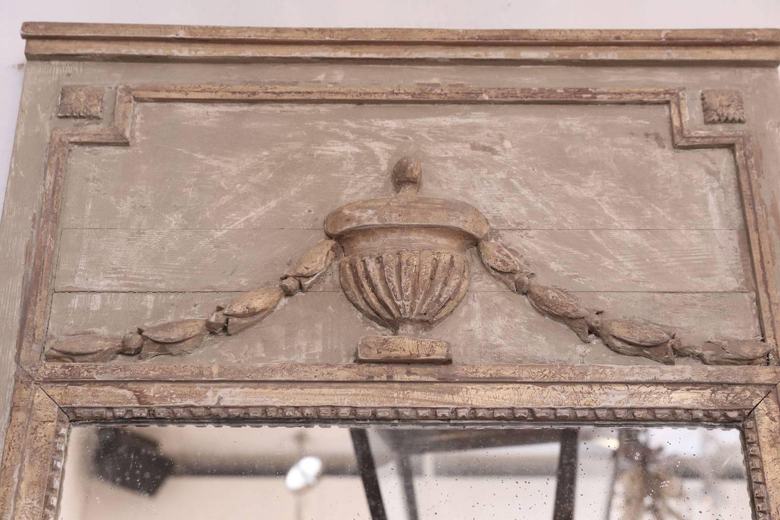 Carved Painted 19th Century French Trumeau