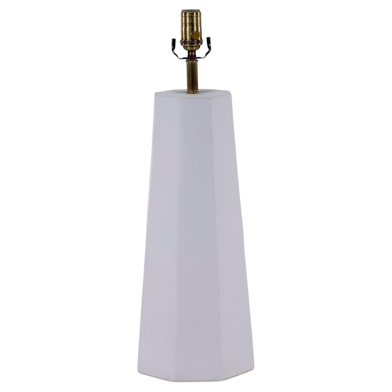 Tall Geometric-Shaped White Plaster Lamp