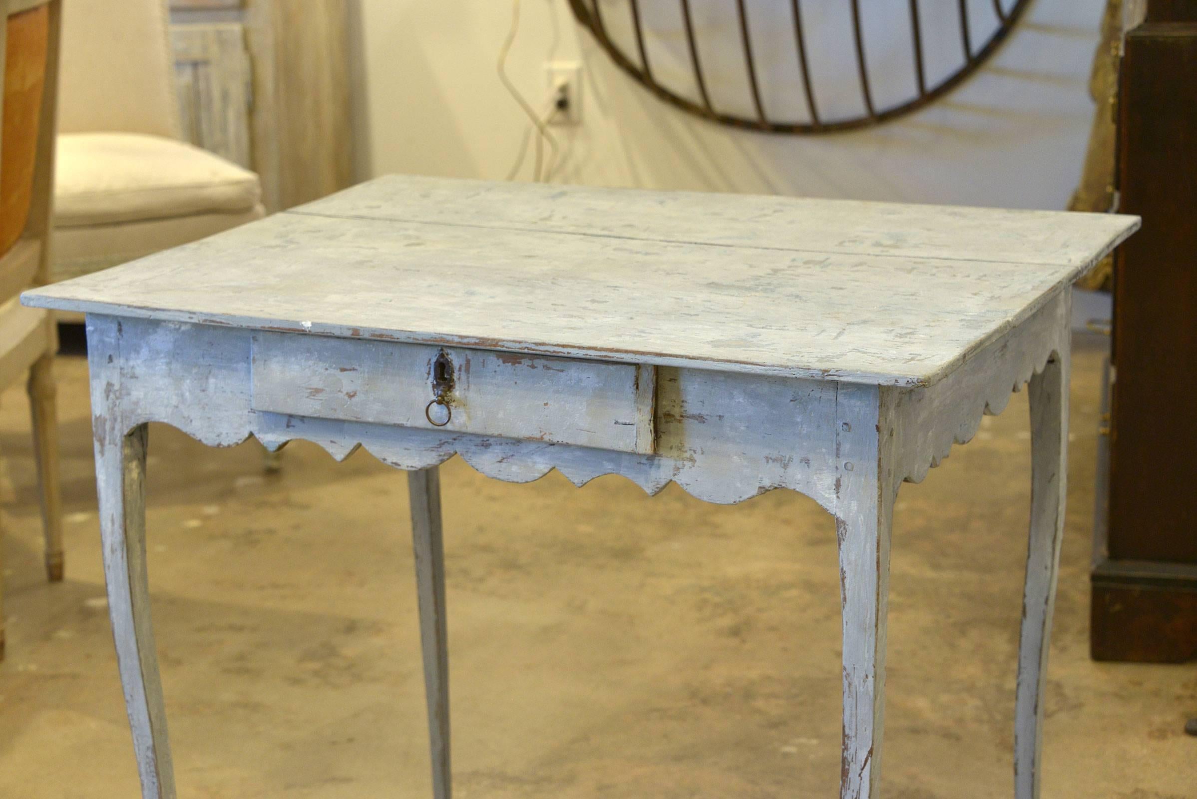 Painted 19th century Louis XV style single drawer table.