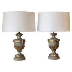 19th Century Painted and Carved Finials as Custom Table Lamps