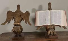Pair of Early Giltwood Book Stands Carved as Doves
