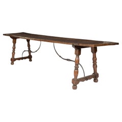 Tavolo consolle lungo con piano a tavola singola in noce italiano