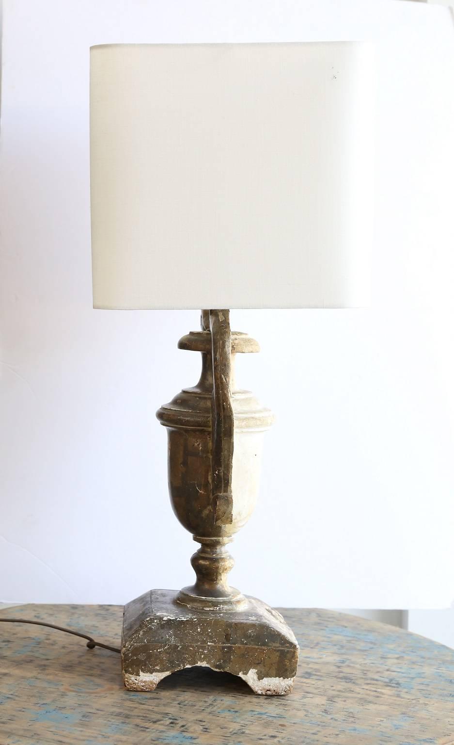 18th Century Giltwood Urn Shape Fragment as Table Lamp 1