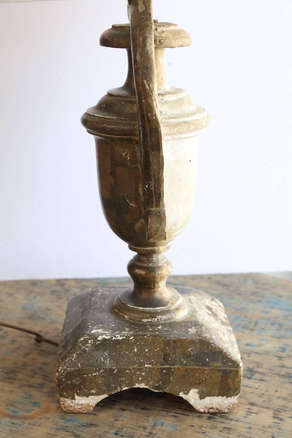 18th Century Giltwood Urn Shape Fragment as Table Lamp 2