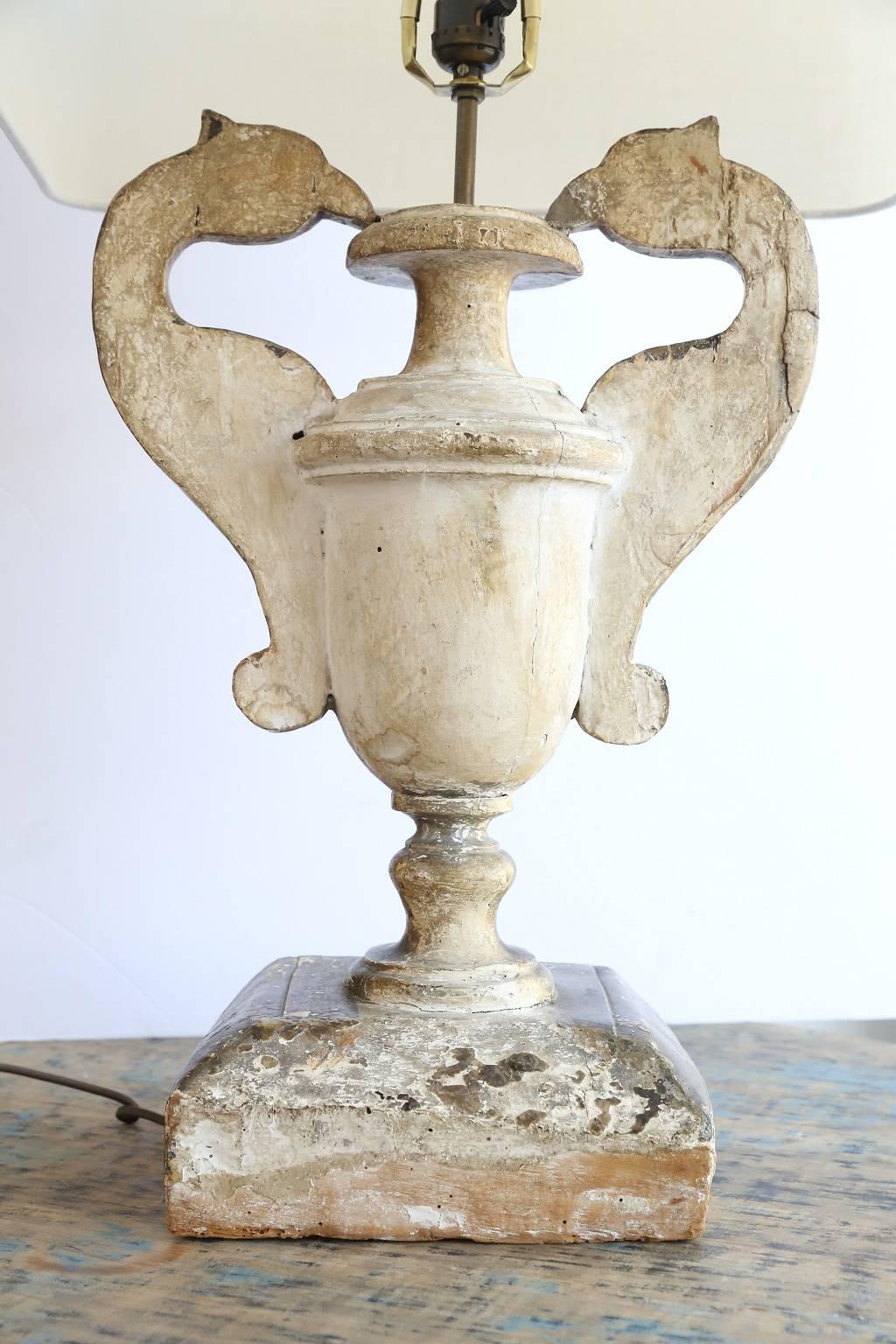 18th Century Giltwood Urn Shape Fragment as Table Lamp 3