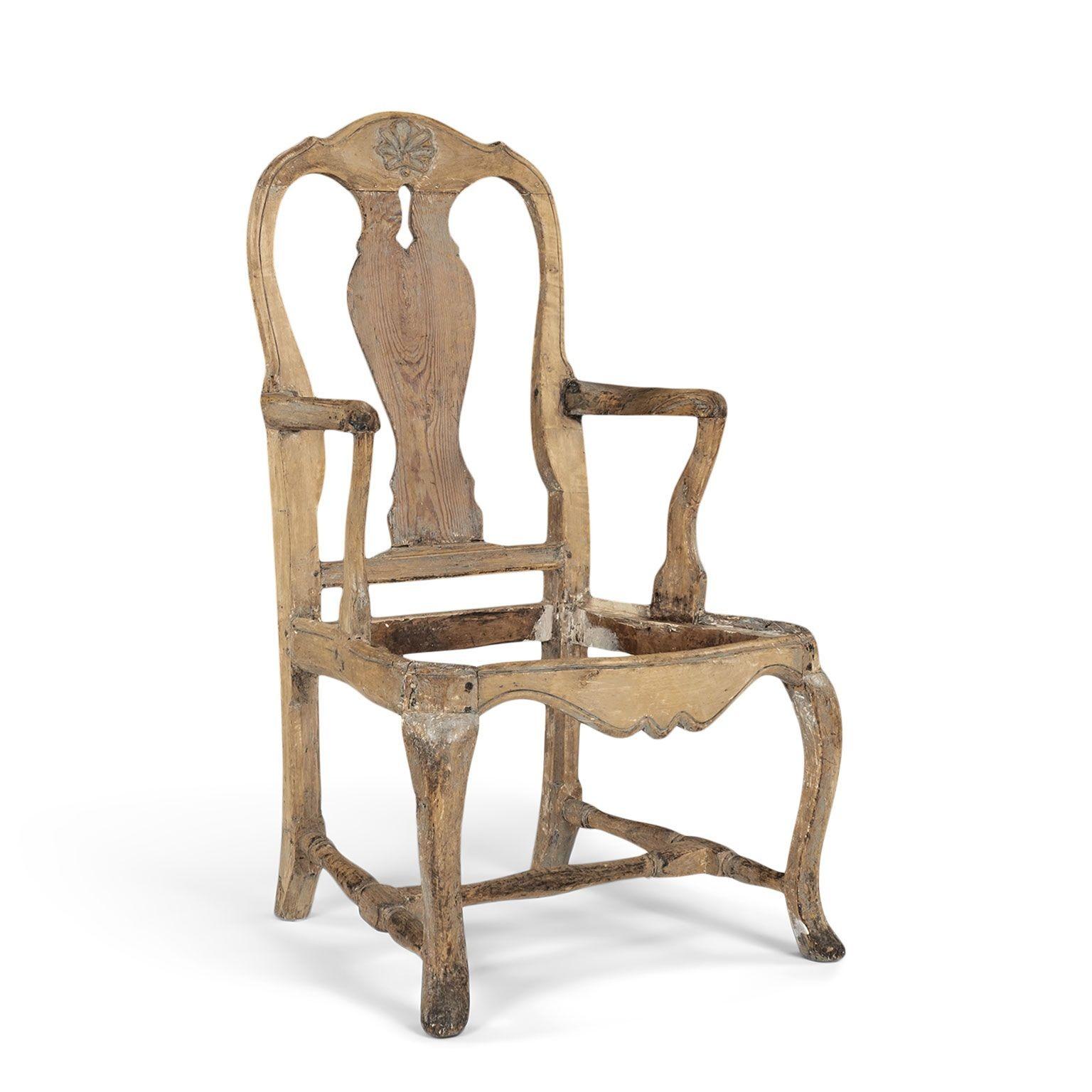Sillón rococó sueco pintado del siglo XVIII en venta 11