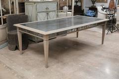 Zinc Top Carved Oak Dining Table