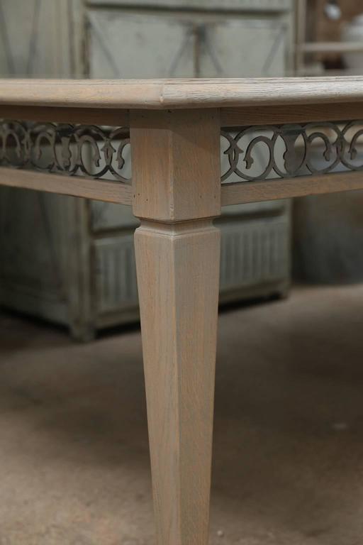 Zinc Top Carved Oak Dining Table at 1stdibs