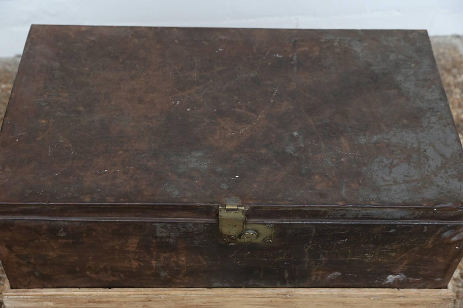 Early 20th Century Metal Trunk Set into Plinth 2