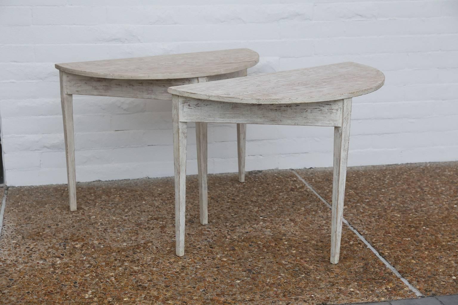 Pair of Painted Demilune Tables 1