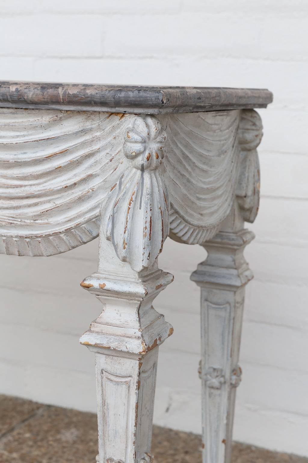 Neoclassical 18th Century Carved and Painted Console