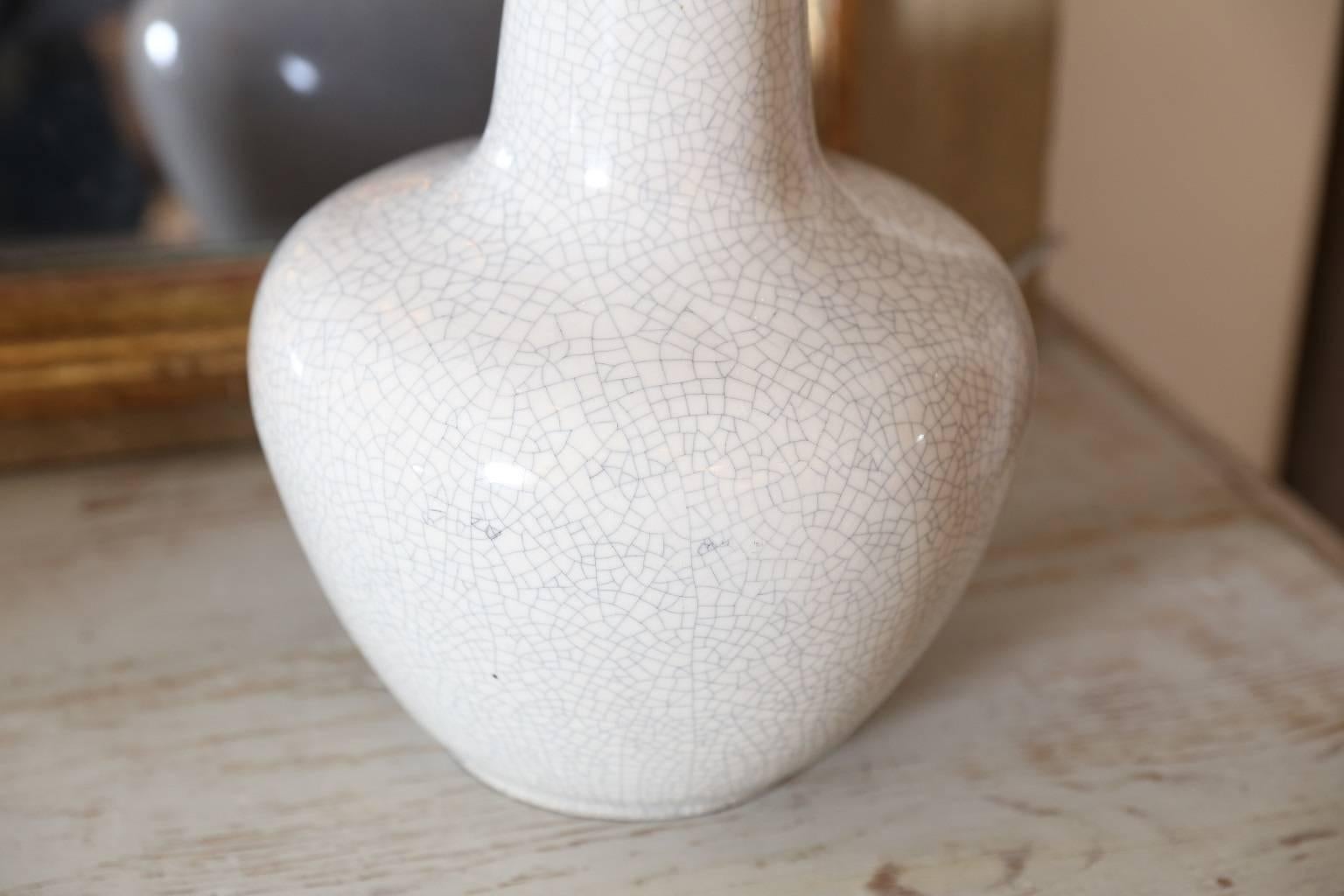 Chinese Vintage Crackle Glazed Vase as Table Lamp