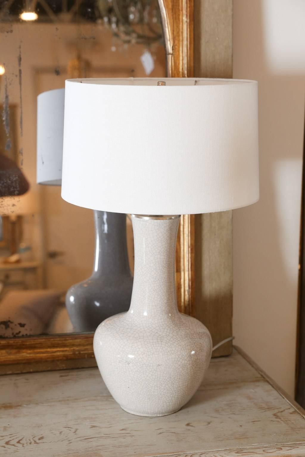 Vintage Crackle Glazed Vase as Table Lamp In Excellent Condition In Houston, TX
