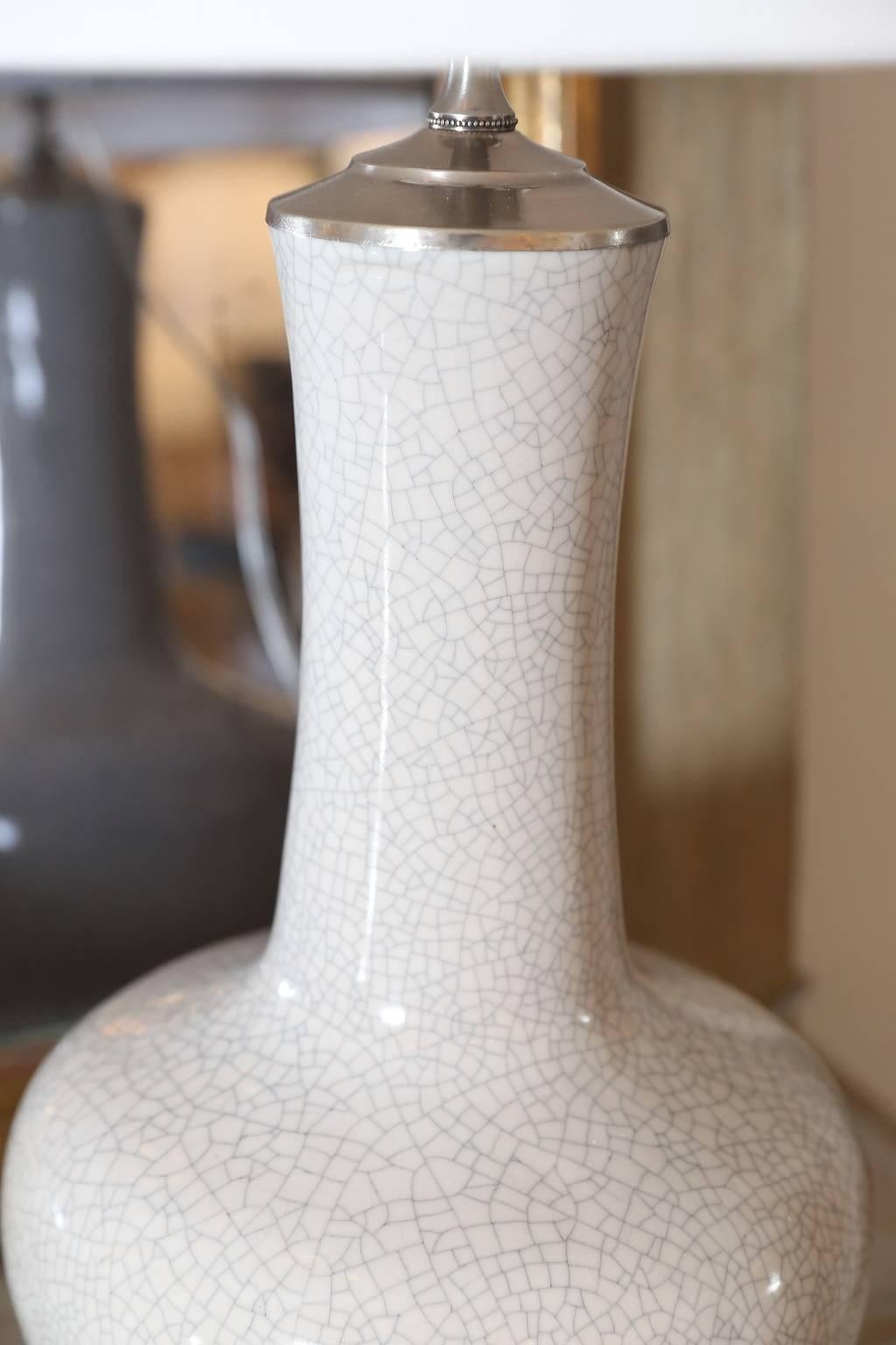 20th Century Vintage Crackle Glazed Vase as Table Lamp