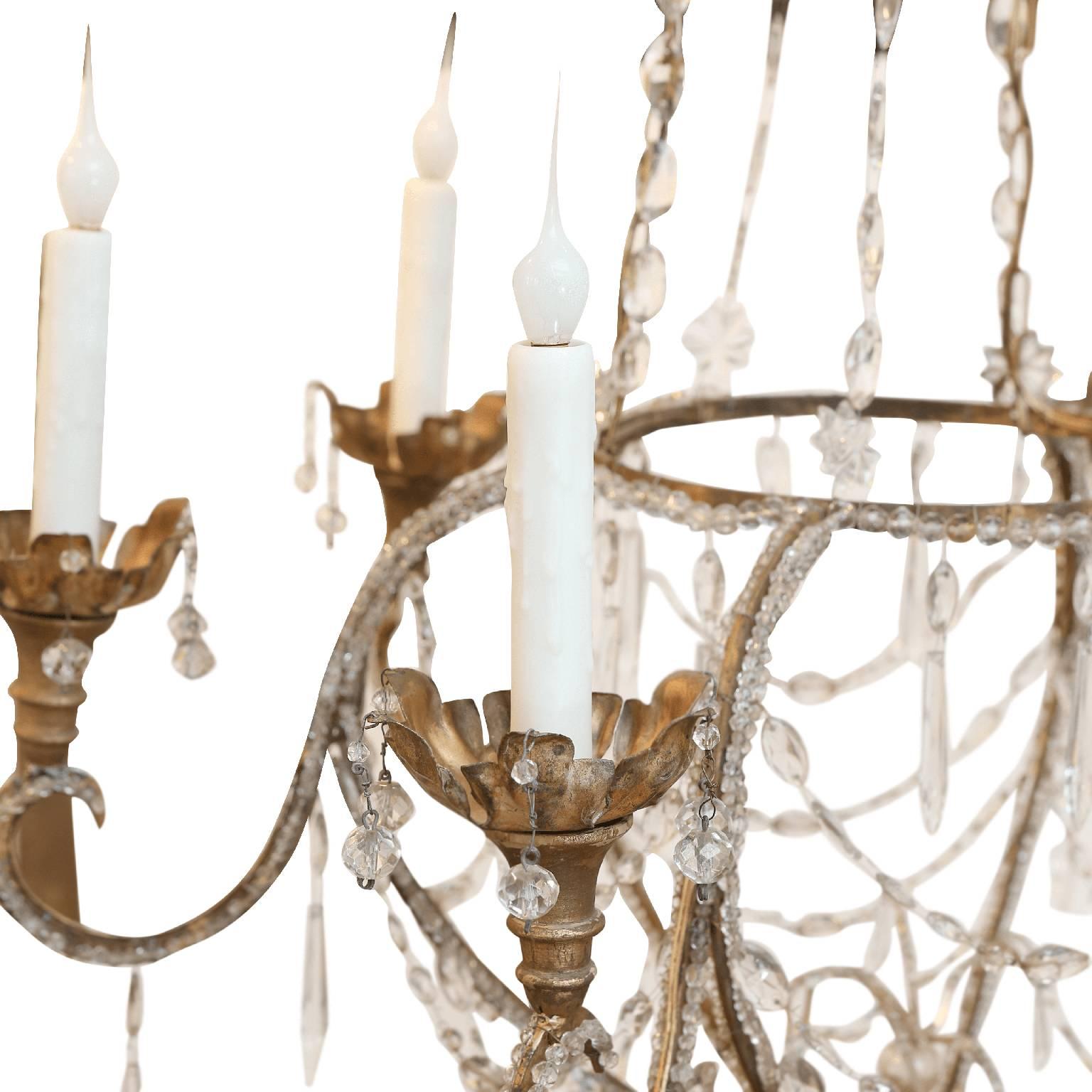 Beaded and Gilt Iron Chandelier 2