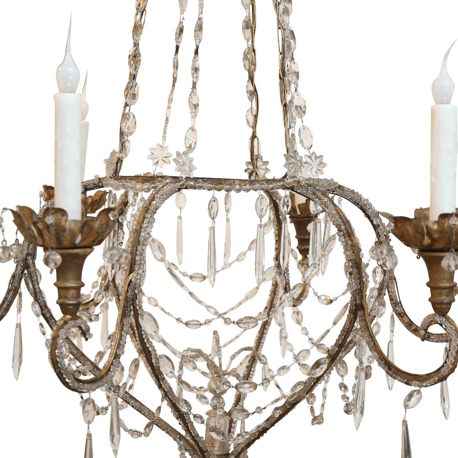 Beaded and Gilt Iron Chandelier 3