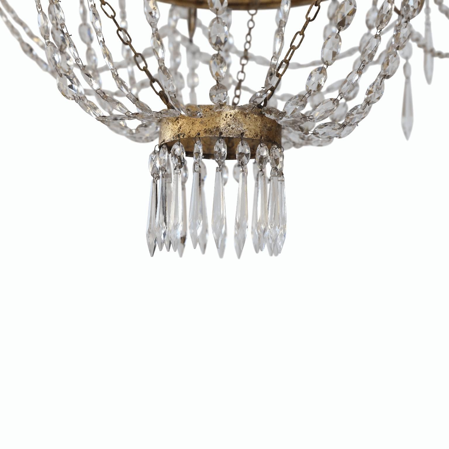 Gilt Late 19th Century Crystal Chandelier from Milan