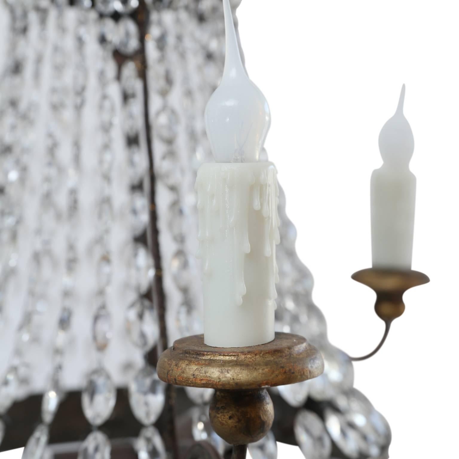 Hand-Carved Petite Italian Crystal Chandelier