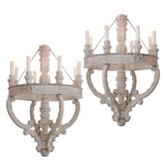 Large Painted Wooden Chandeliers