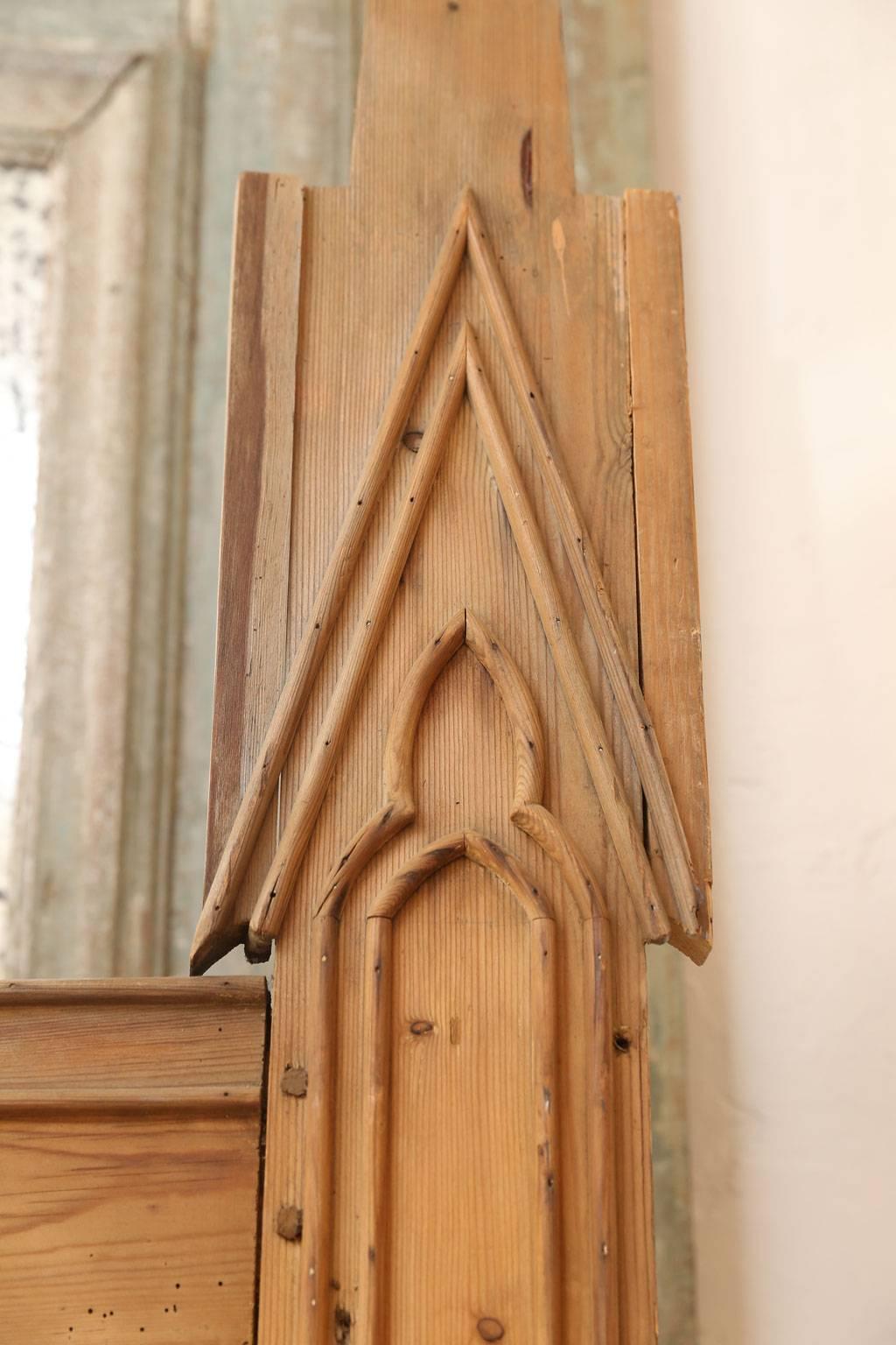 Gothic Revival Pair of Neo Gothic Stripped Pine Mirrors For Sale