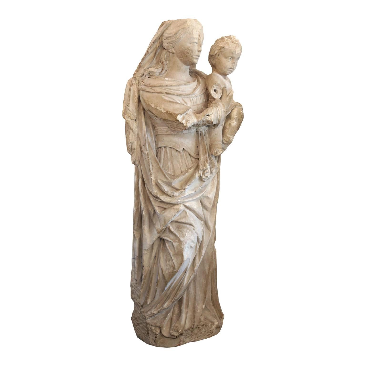 Baroque Large French Limestone Statue