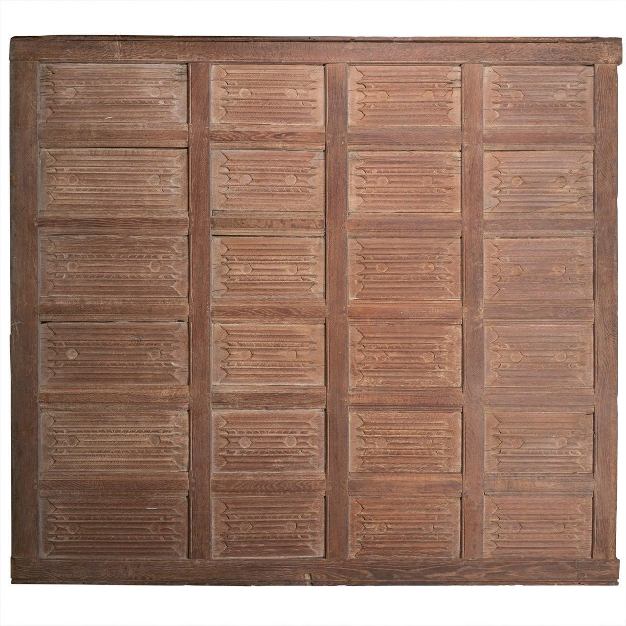 Set of Eleven 16th Century Carved Linenfold Wood Panels