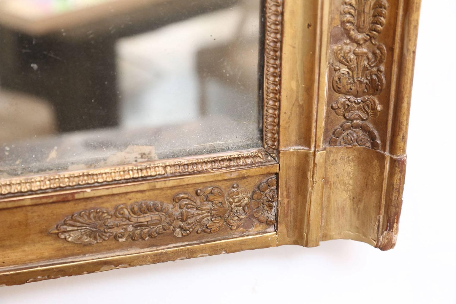 Large Giltwood Empire Mirror In Good Condition In Houston, TX