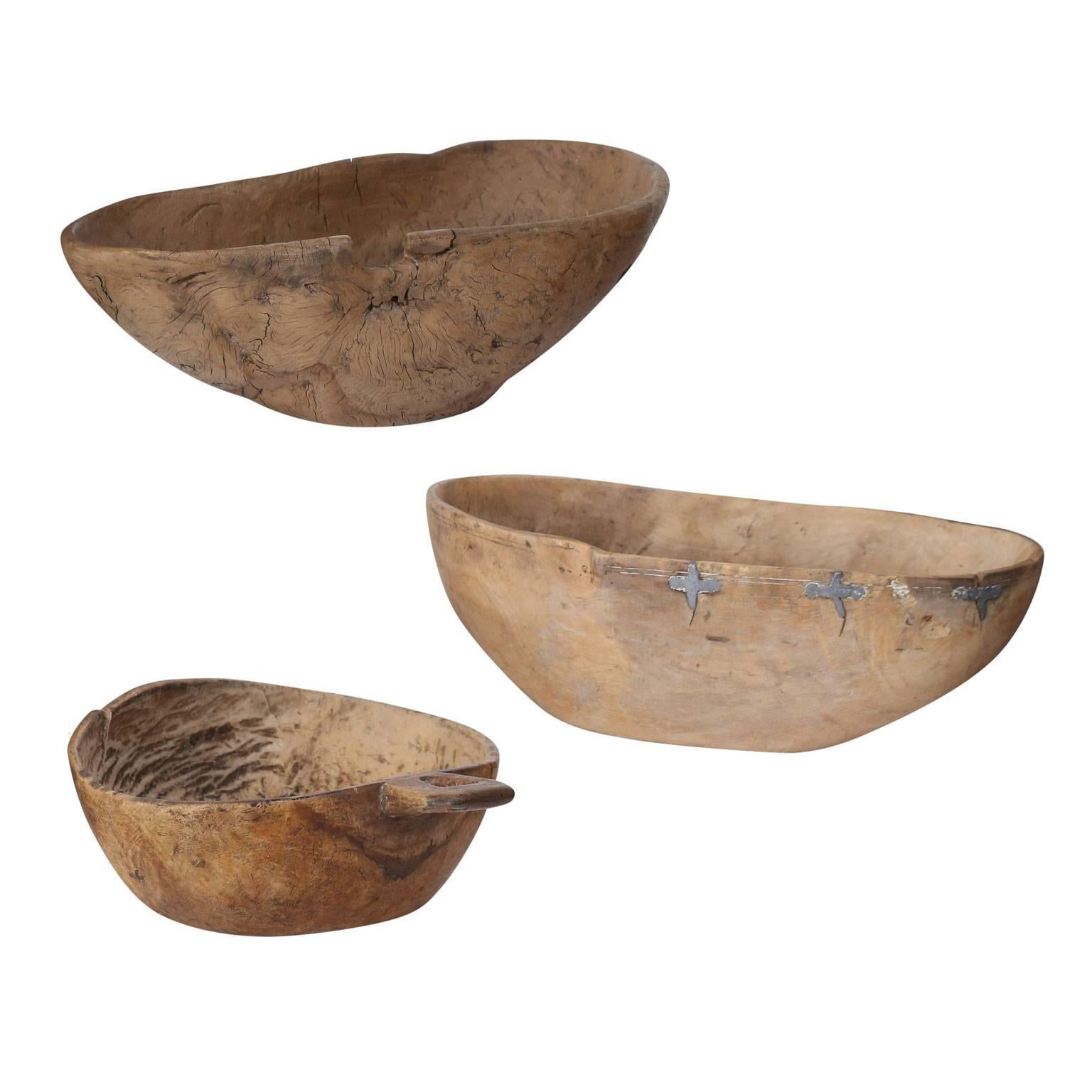Set of Three Swedish Root Wood Bowls