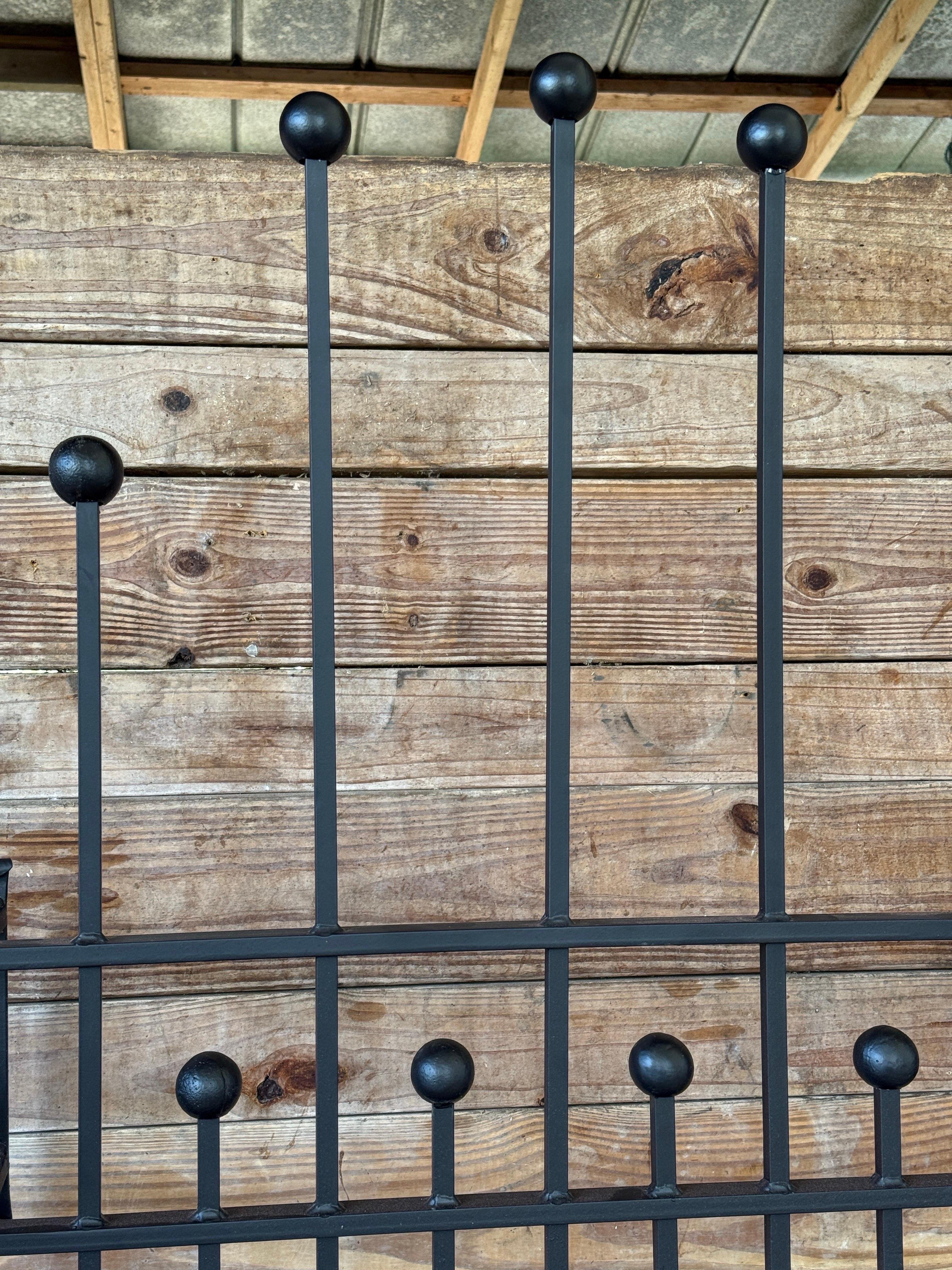 American Mid-20th Century Hand-Forged Iron Window Grille With Sculptural Scrollwork For Sale