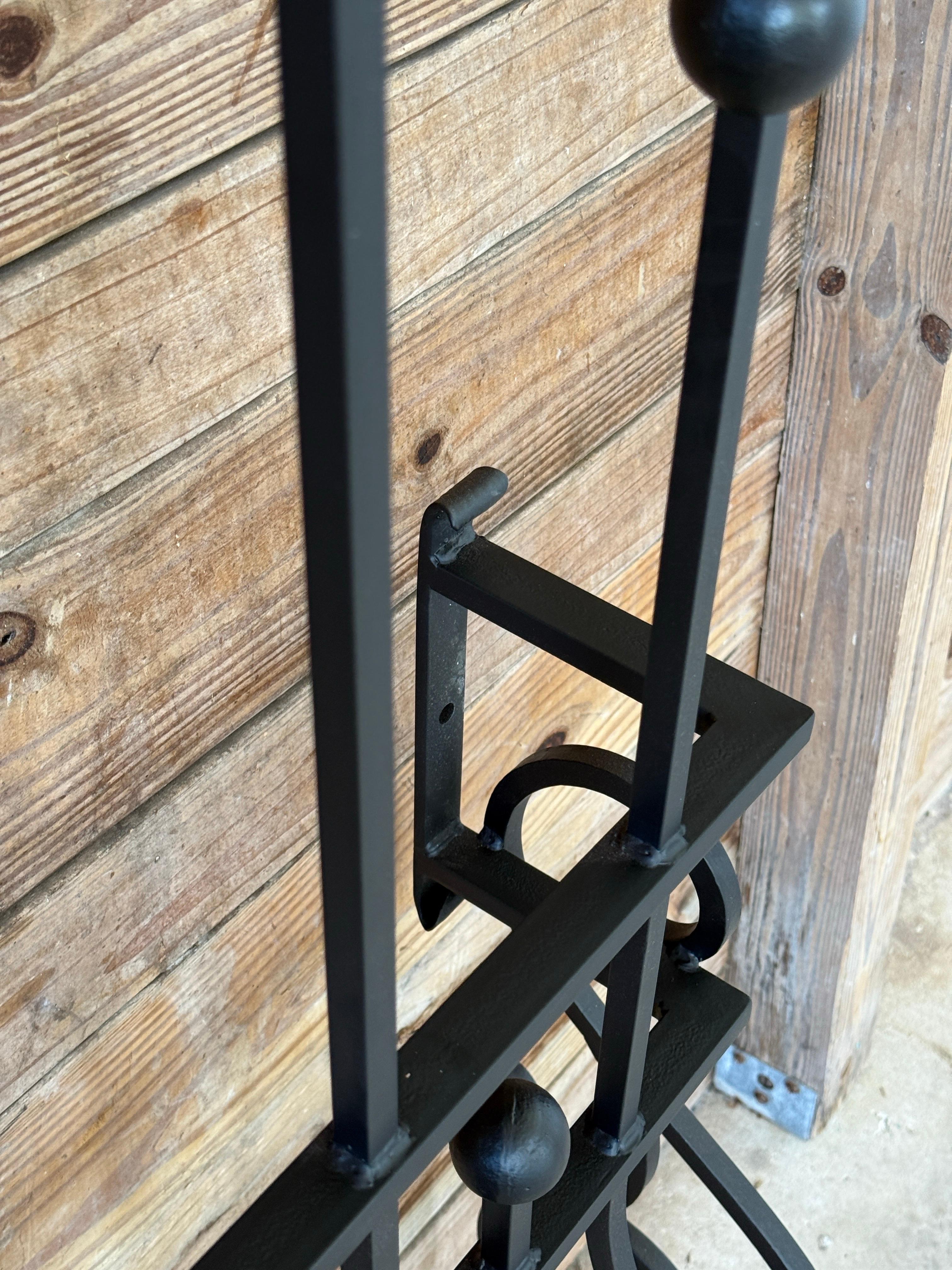 Mid-20th Century Hand-Forged Iron Window Grille With Sculptural Scrollwork For Sale 1