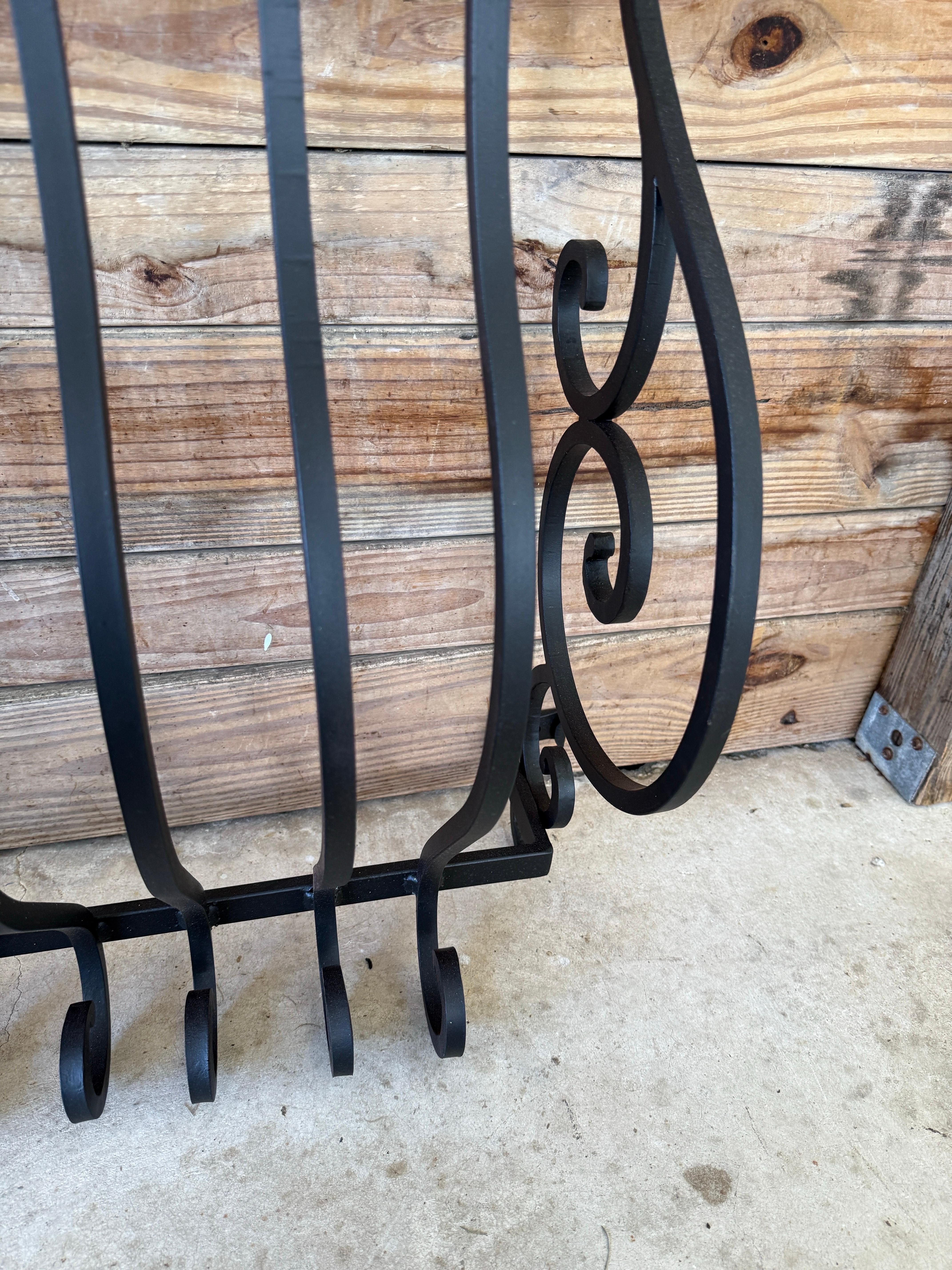 Mid-20th Century Hand-Forged Iron Window Grille With Sculptural Scrollwork For Sale 2