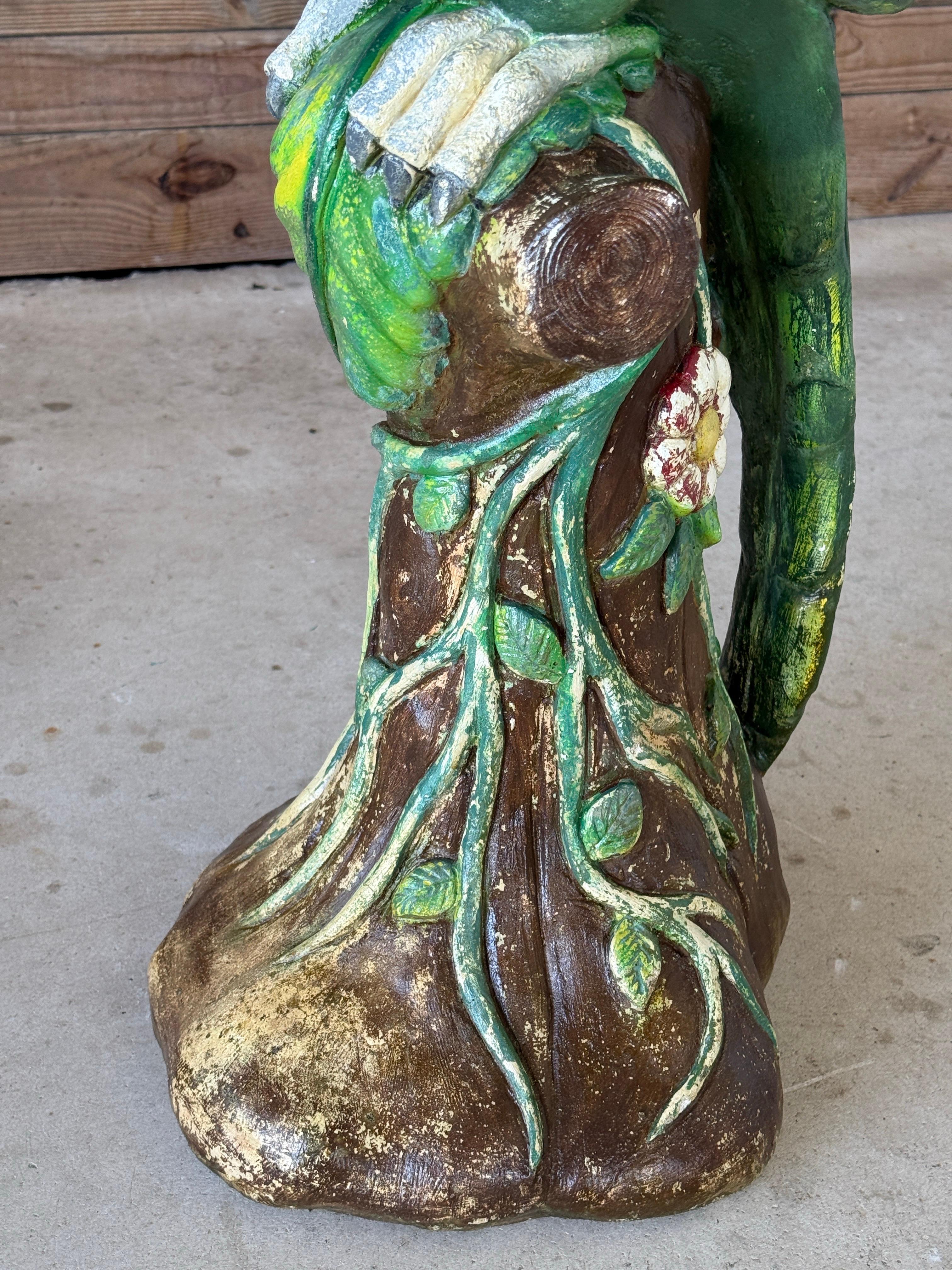 Unknown Monumental Vintage Cast Concrete Parrot Garden Statue Signed “Karlik?” For Sale