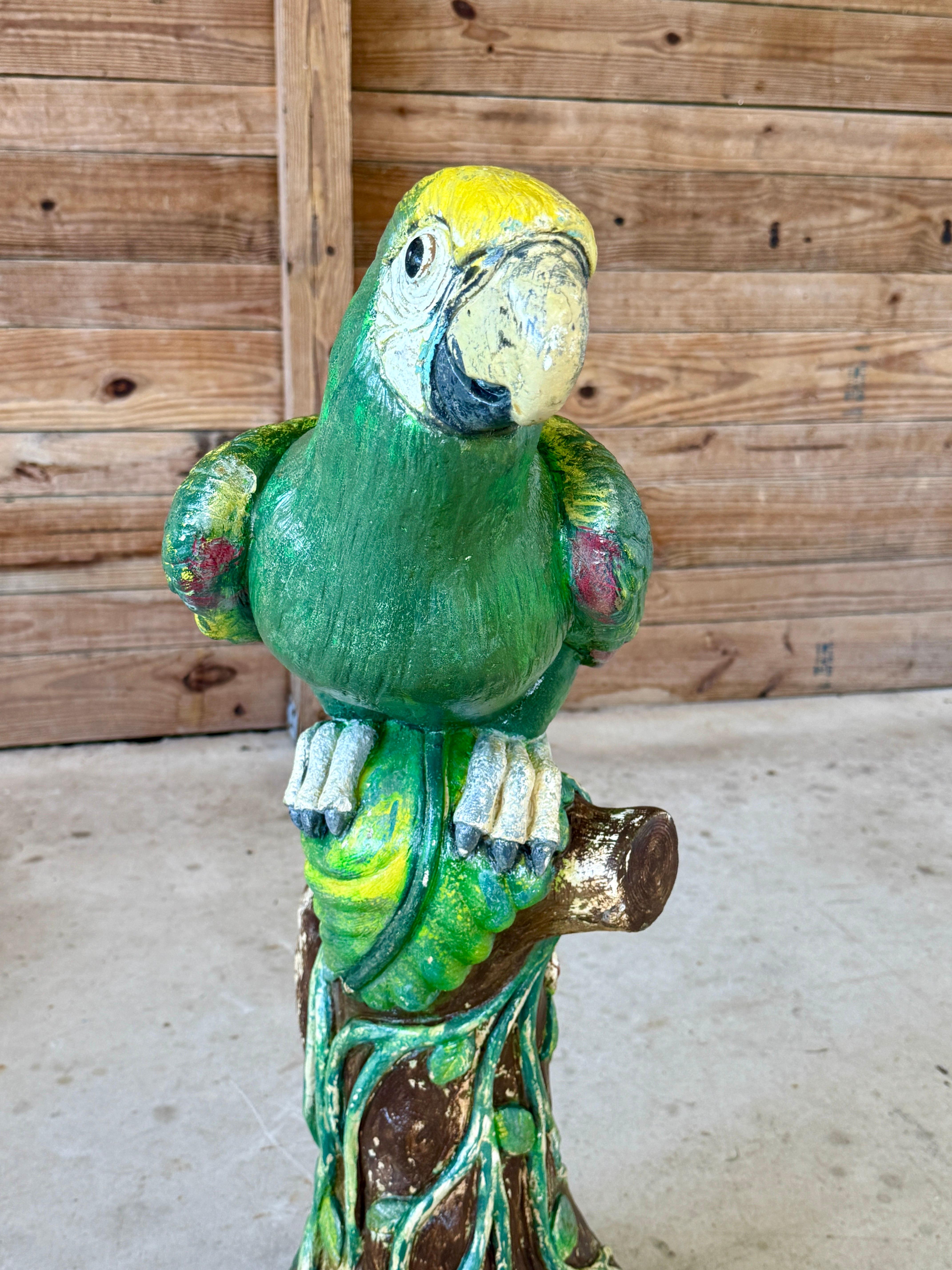 Monumental Vintage Cast Concrete Parrot Garden Statue Signed “Karlik?” For Sale 6
