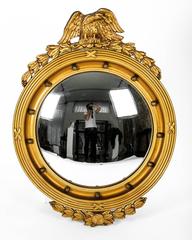 Antique Federal Style Convex Wall Decorative Mirror.