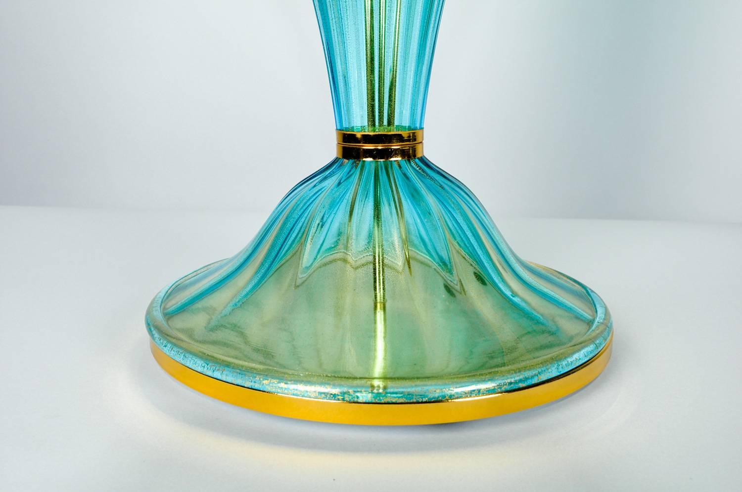 Mid-Century Modern Murano Glass Pair of Table Lamps In Excellent Condition In Tarry Town, NY