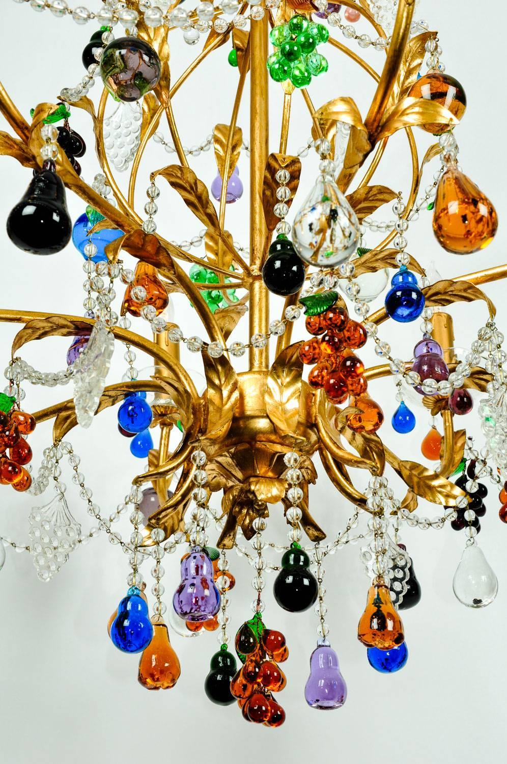 Vintage Venetian Crystal Fruits Design Chandelier 1